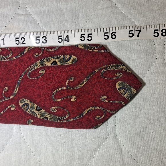 Jacobs Roberts Ltd. 💯 Silk Necktie 57"x3.5" Burgundy/Tan Paisley Made in USA - Picture 10 of 10